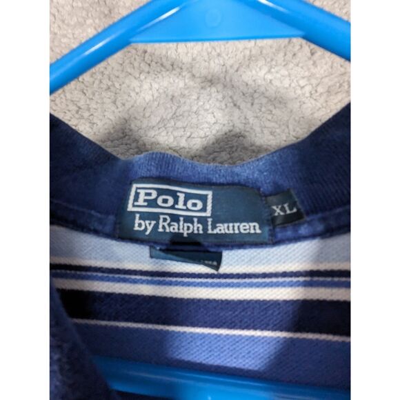 Polo Ralph Lauren Polo Mens Size XL Blue Stripe Short Sleeve Small Pony - Picture 3 of 6